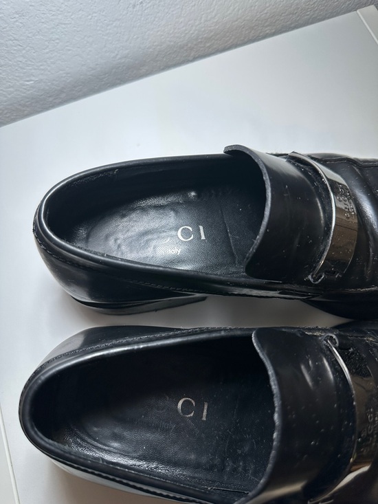Gucci Black Leather Men’s Loafers with Branded Metal Bit Square Toe Size 6E main image 4